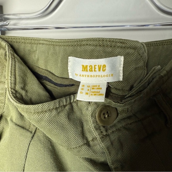 Anthropologie Maeve Green Wide Leg Cropped Pants | Utility Barrel Trouser 6 - Picture 7 of 10